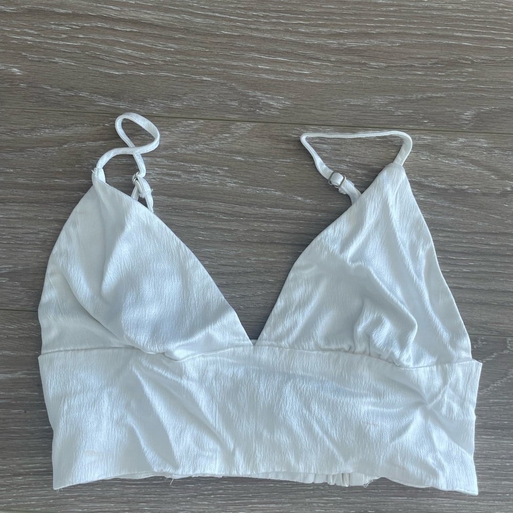 White silk cropped top